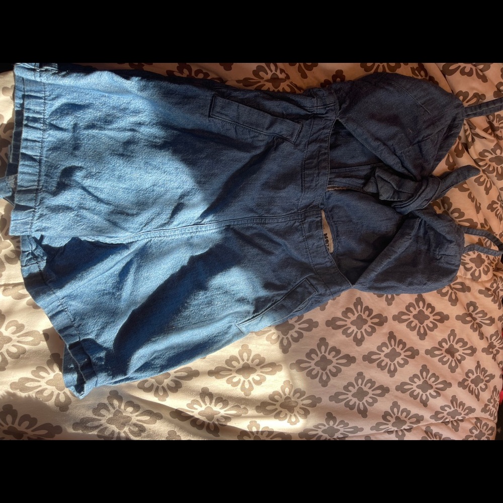 Jean romper with tie in the front